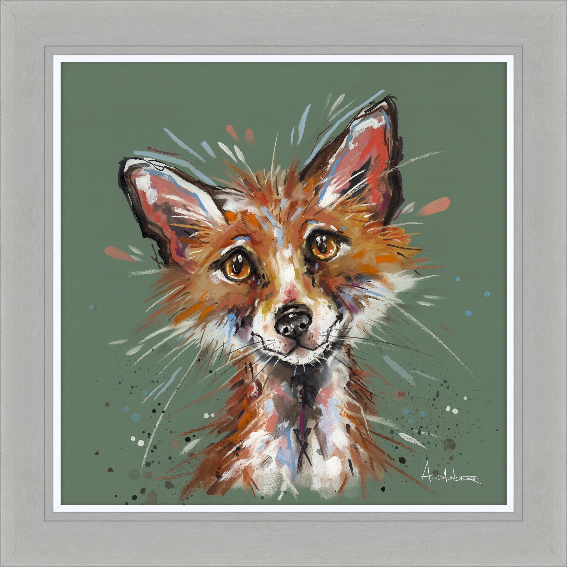 Foxy by Ashley Saunders – 70cm x 70cm Hand-Finished Wall Art