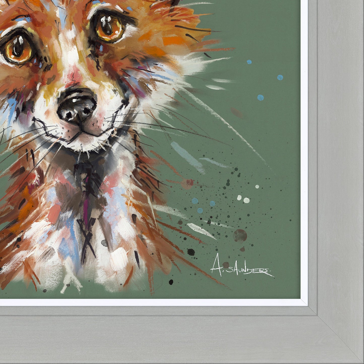 Foxy by Ashley Saunders – 70cm x 70cm Hand-Finished Wall Art