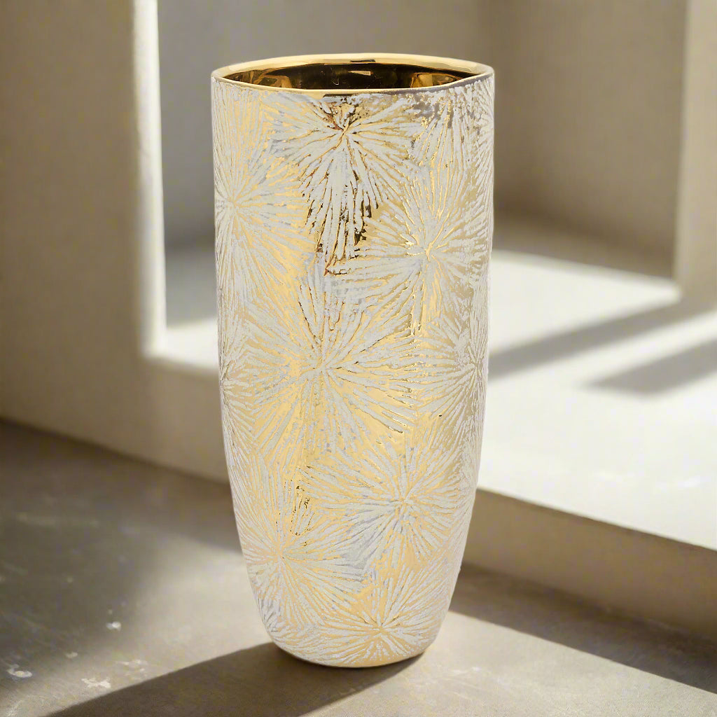 Gold Lustre & Cream Vase - Large | Luxe Deco Elegance