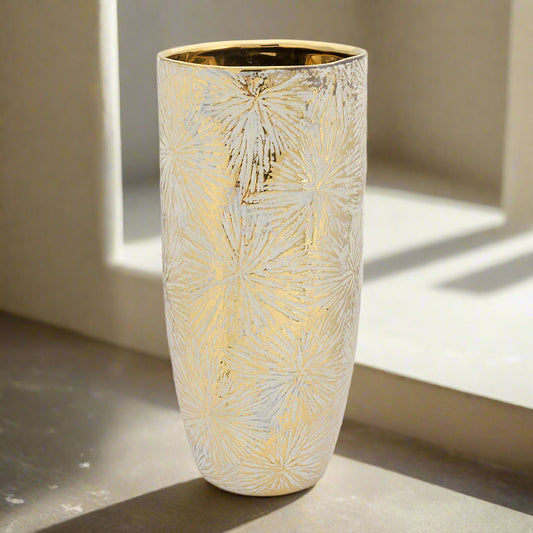 Gold Lustre & Cream Vase - Large | Luxe Deco Elegance