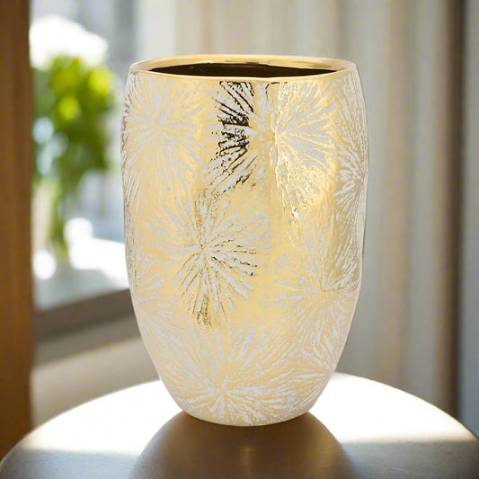 Gold Lustre & Cream Vase | Luxe Deco Elegance