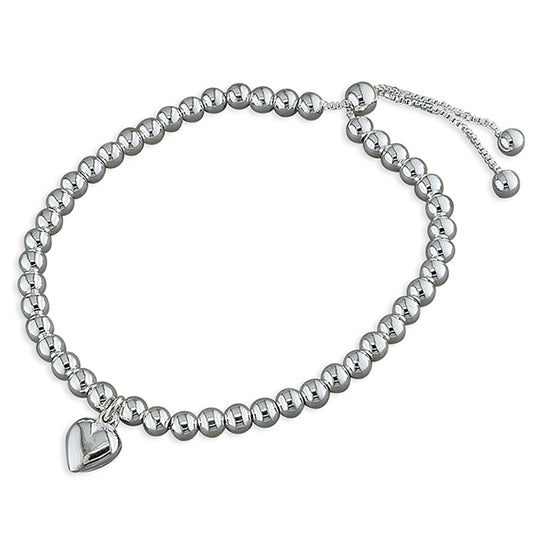 Sterling Silver Bracelet With Heart Charm