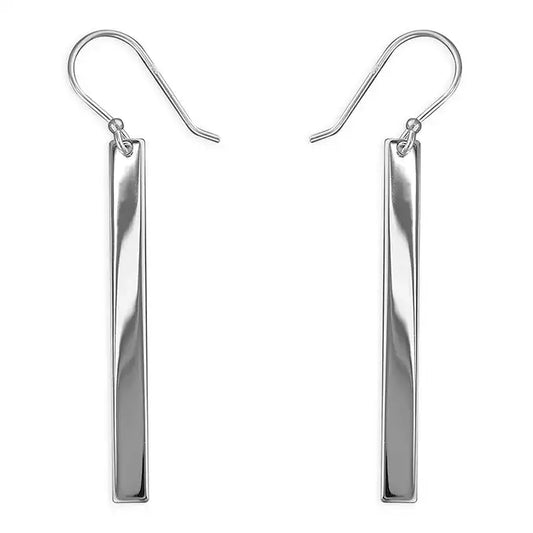 Sterling Silver Flat Bar Drop Earrings
