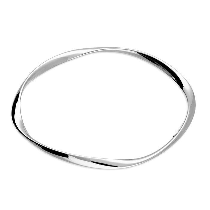 Soft Twist Plain Hollow Silver Bangle