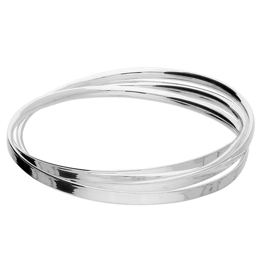 Triple Flat Russian Silver Bangle