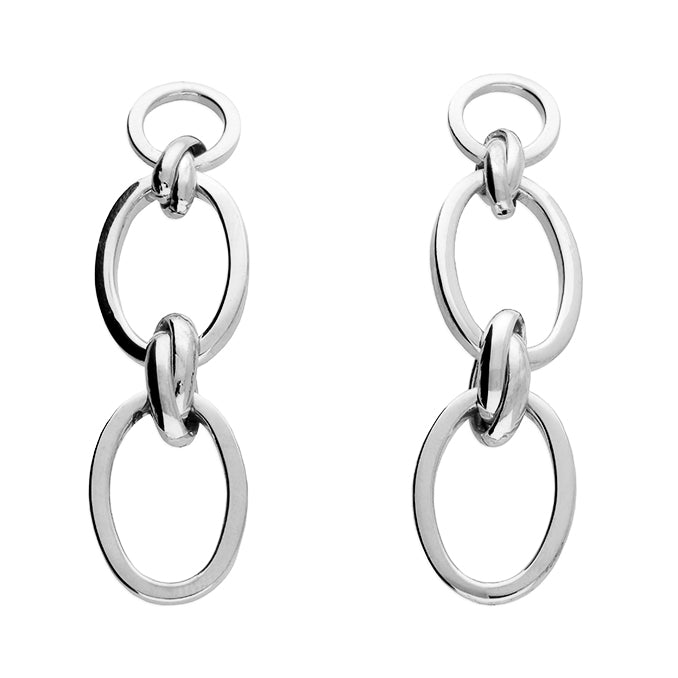 Double Oval Link Drops With Knot Detail Sterling Silver Earring