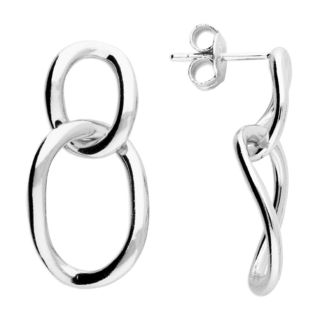 Abstract Loops Stud Drop Sterling Silver Earring