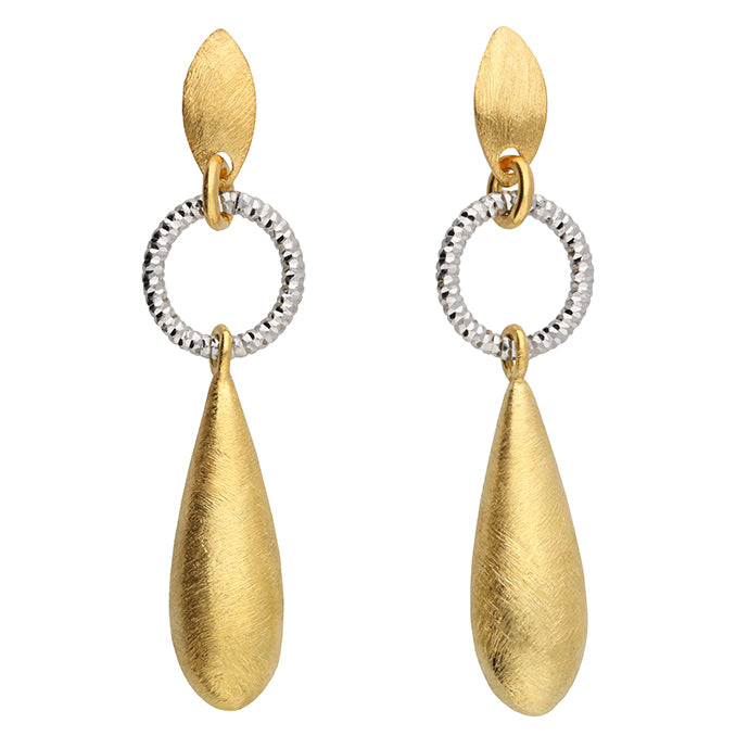 Two-tone Teardrop and Ring Drop Earrings