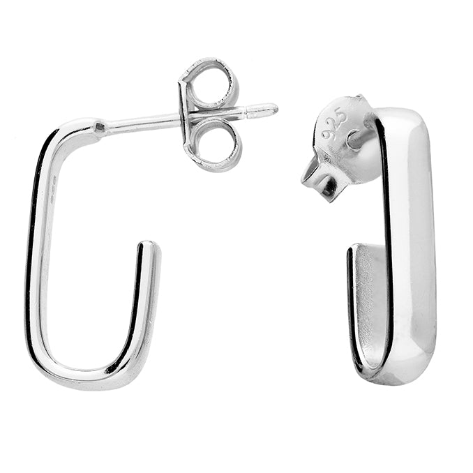 Squared J-Hoop Sterling Silver Earring