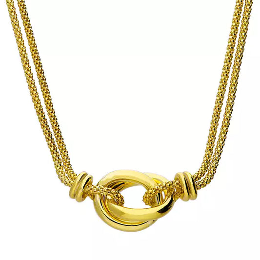 Elegant Gold Entwined Necklace on Double Popcorn Chain