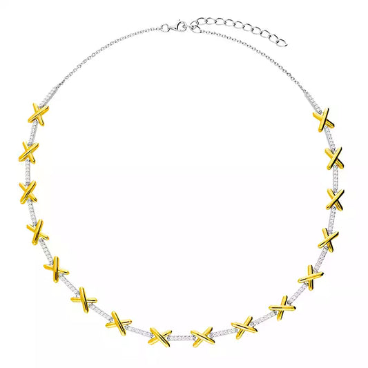 Two-Tone Cubic Zirconia LOVE Necklace