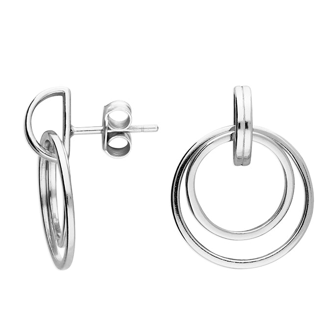 Double Circle Sterling Silver Earring