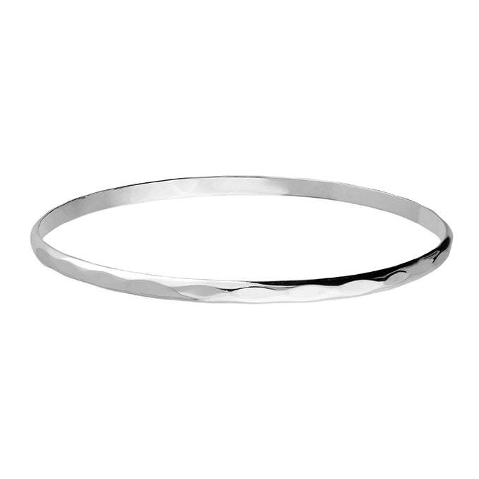 65mm Narrow Facetted Solid Slave Sterling Silver Bangle