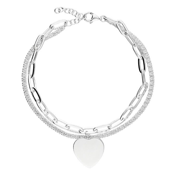 Elegant Paperclip Chain Bracelet with Heart Charm