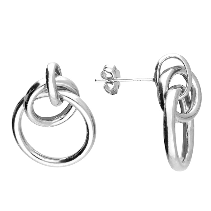 Silver Double Hoop Earrings with stud fitting