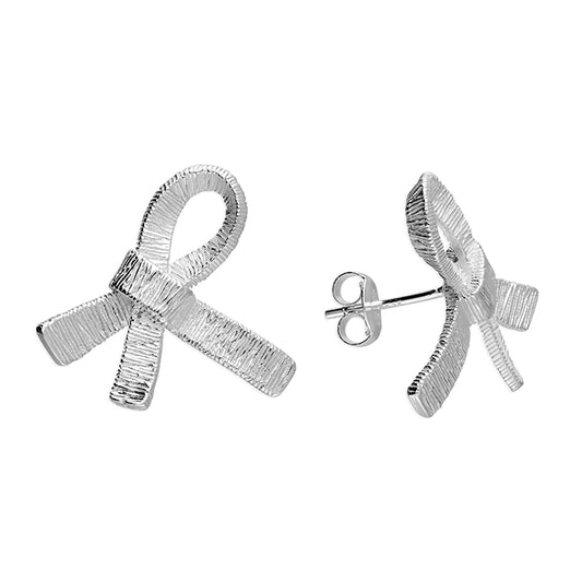 Sterling Silver Bow Textured Earrings