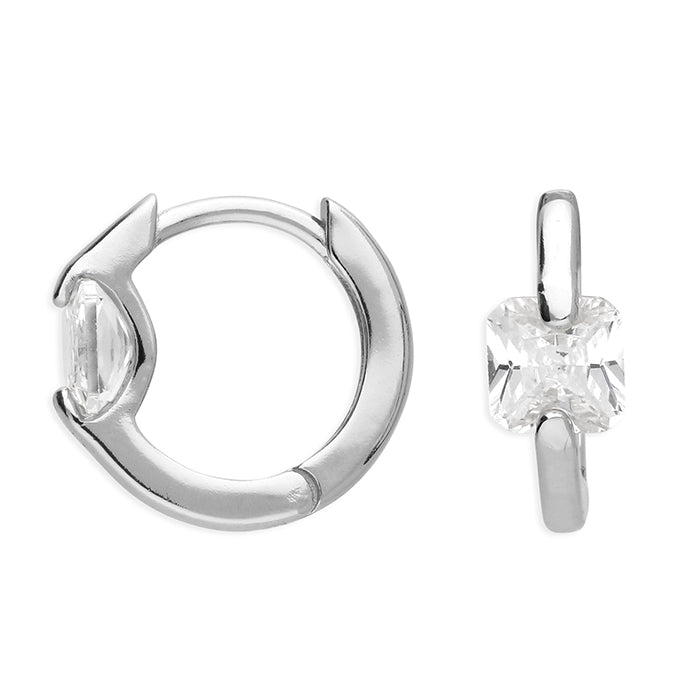 Sterling Silver Cubic Zirconia Huggie Earrings | Woodcock and Cavendish