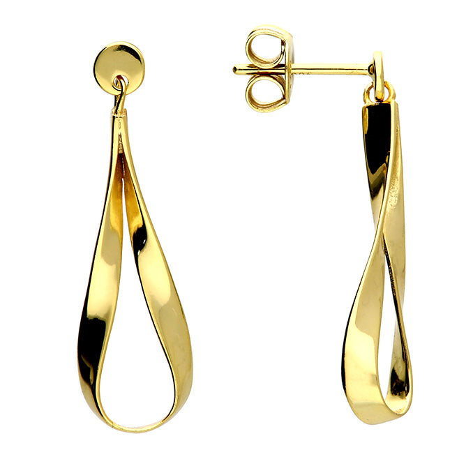 Gold Twist Drop Studs Earrings