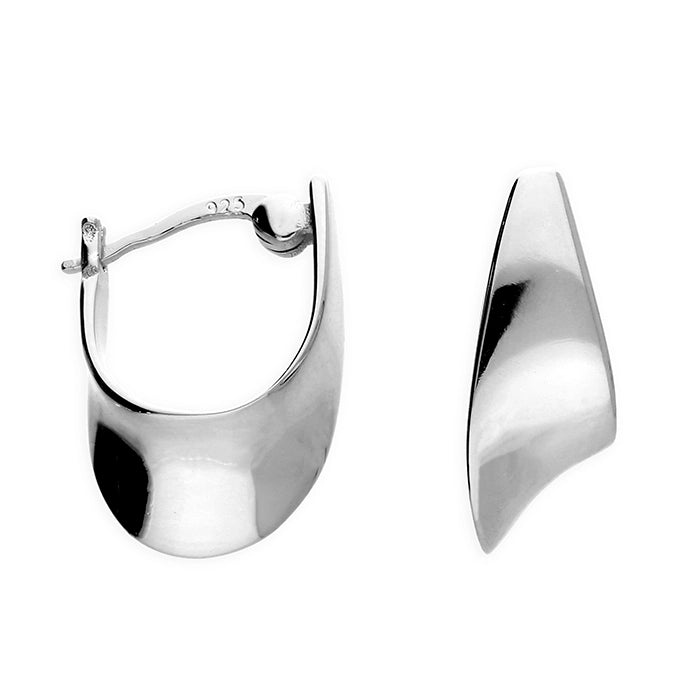 Sterling Silver Asymmetrical Hoop Earrings