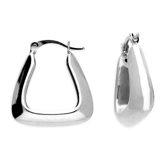 Sterling Silver Handbag Hoop Earrings – Contemporary Geometric Design