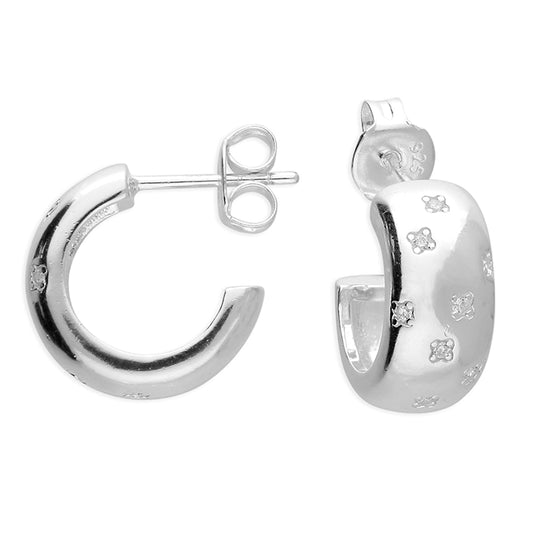 Silver Cubic Zirconia Star Wedding Band Hoop Earrings – Celestial Hoops