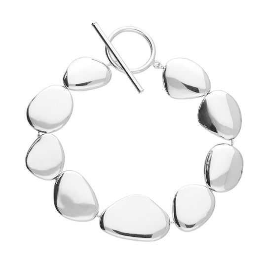Puffed Stone T-Bar Bracelet – 925 Sterling Silver Sculptural Statement