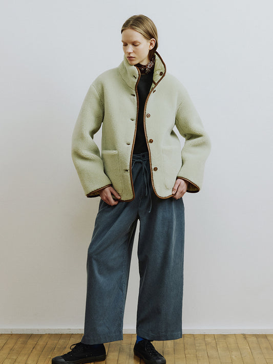 High Neck Reversible Lightweight Padded Jacket [Green Haze] – Versatile Two-Way Winter Jacket