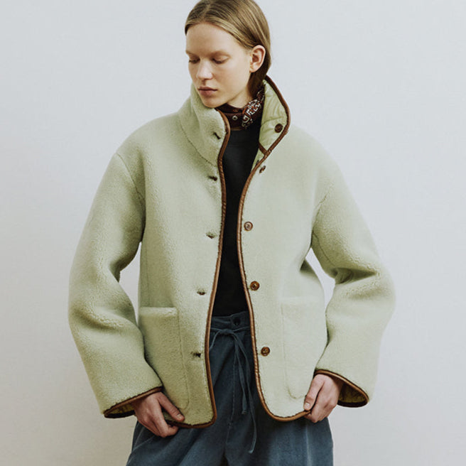 High Neck Reversible Lightweight Padded Jacket [Green Haze] – Versatile Two-Way Winter Jacket