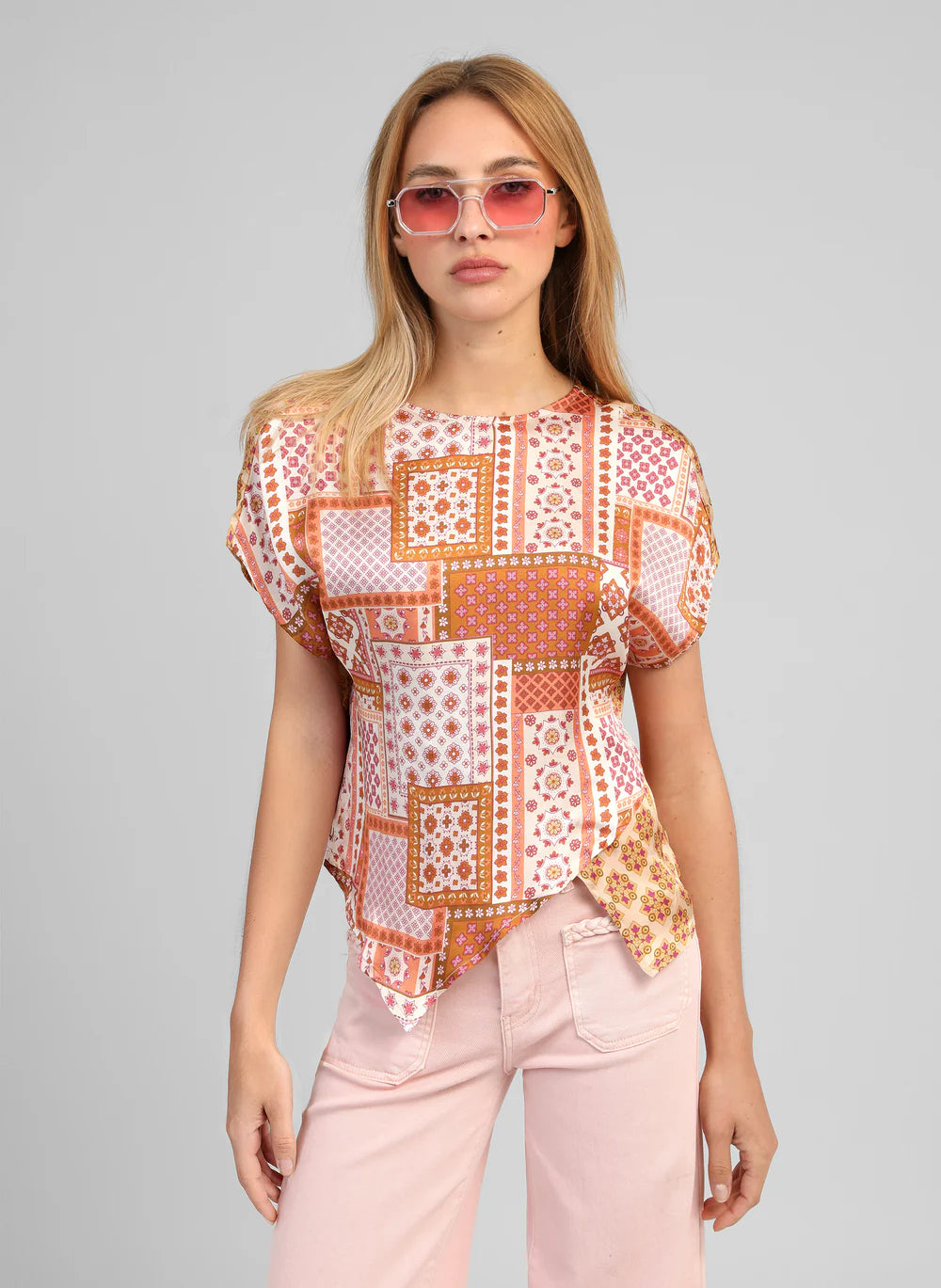 Kleor Asymmetric Satin-Effect Top in Ochre — An'ge