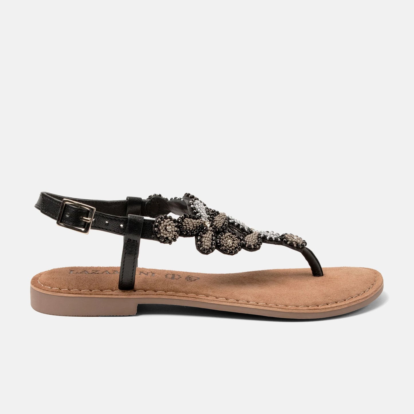 Maritza Beaded Leather Toe Sandals – Adjustable Slingback Summer Sandals