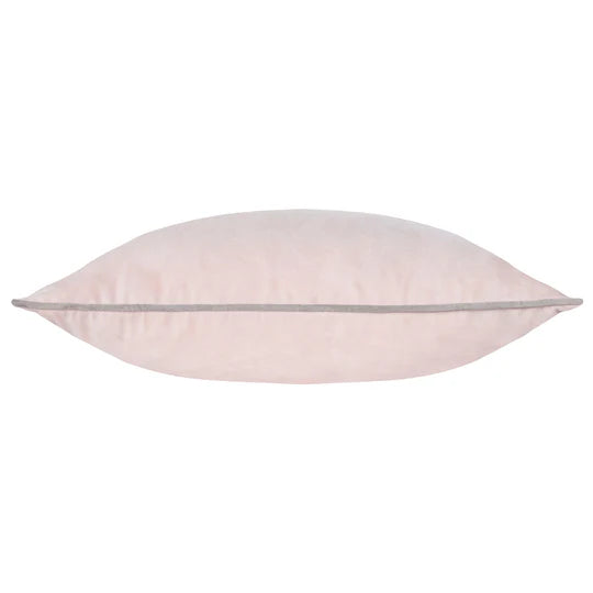Meridian Velvet Feather Cushion-Blush/Grey