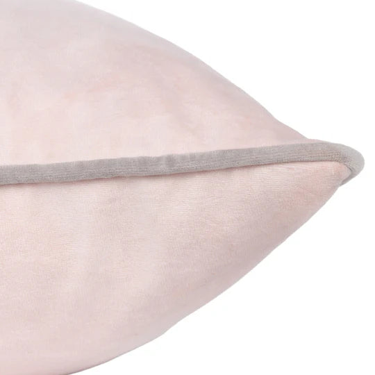 Meridian Velvet Feather Cushion-Blush/Grey