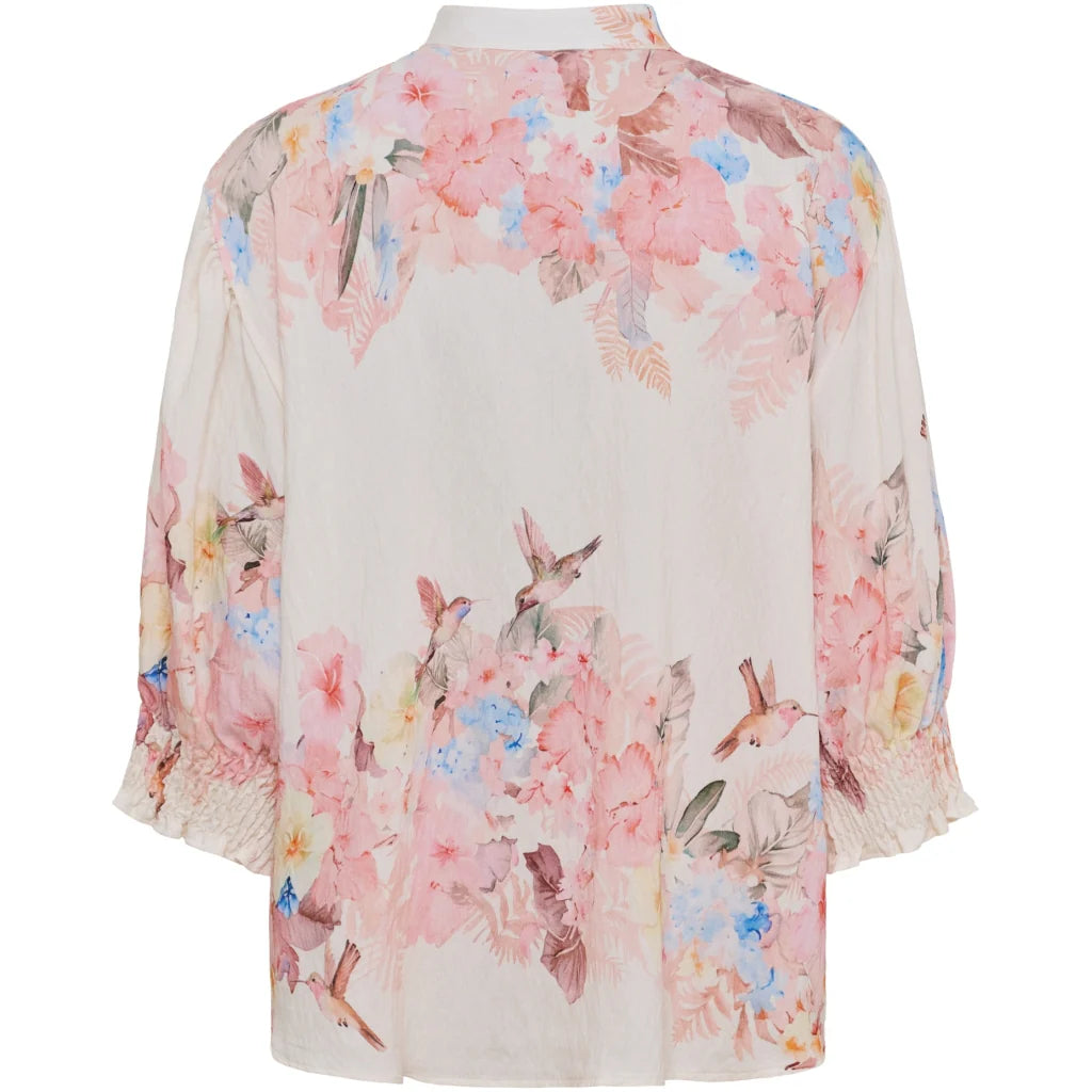 Smocked Sleeve Printed Blouse – Rosa | Women's Luxury Viscose Top