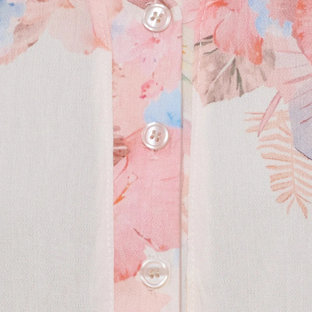Smocked Sleeve Printed Blouse – Rosa | Women's Luxury Viscose Top