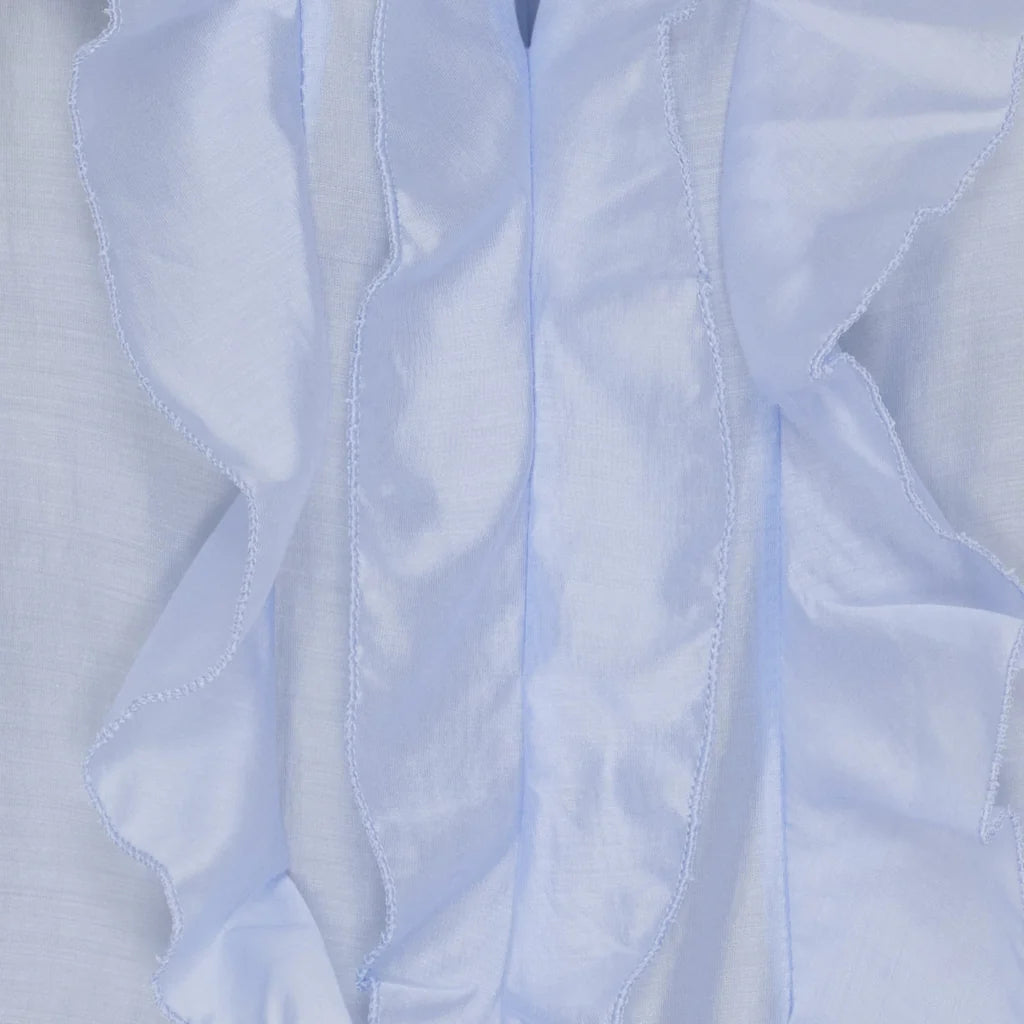 Sky Blue Ruffle Front Shirt