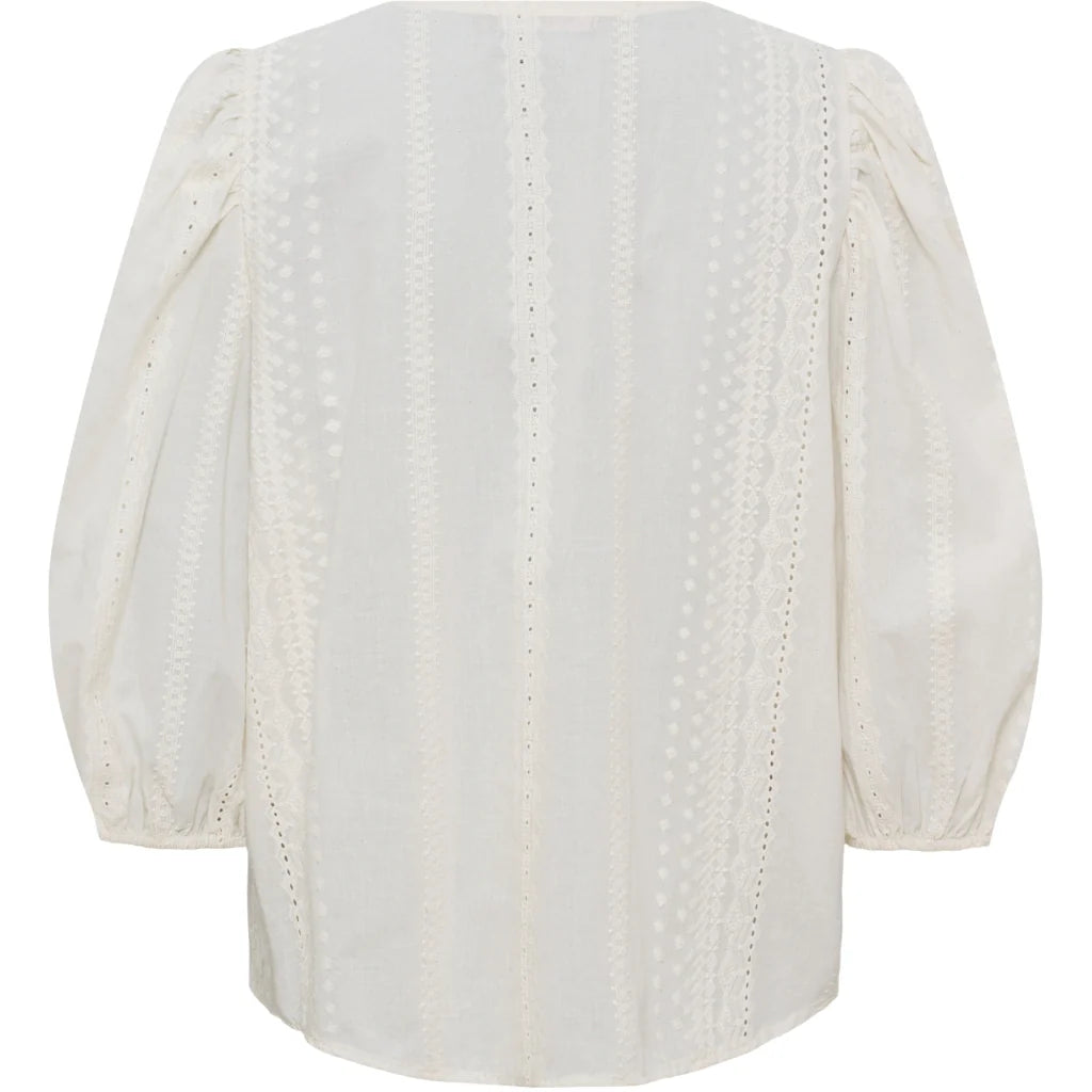 Valessia Embroidered Blouse – Cream | Women's Luxury Cotton Top