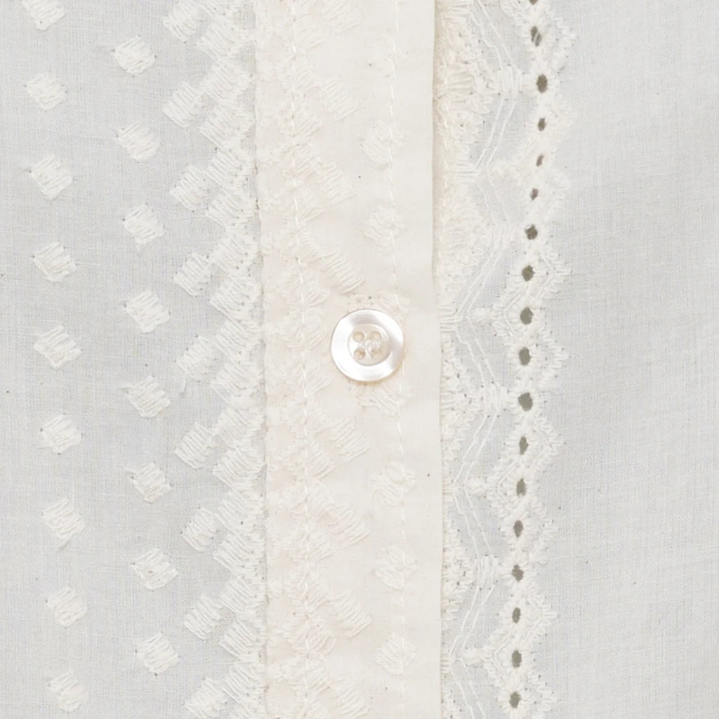 Valessia Embroidered Blouse – Cream | Women's Luxury Cotton Top