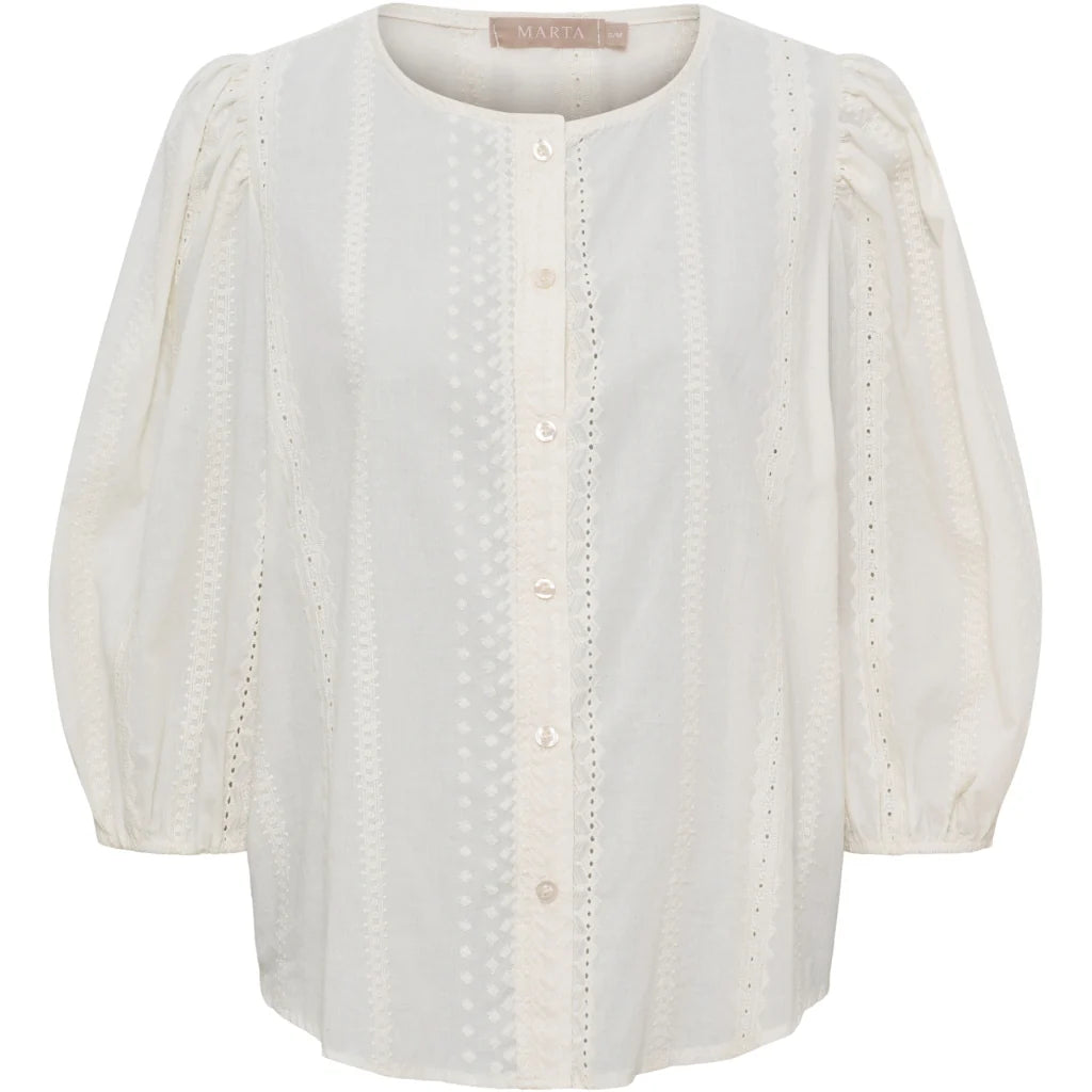 Valessia Embroidered Blouse – Cream | Women's Luxury Cotton Top