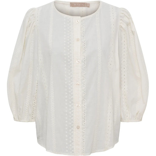 Valessia Embroidered Blouse – Cream | Women's Luxury Cotton Top