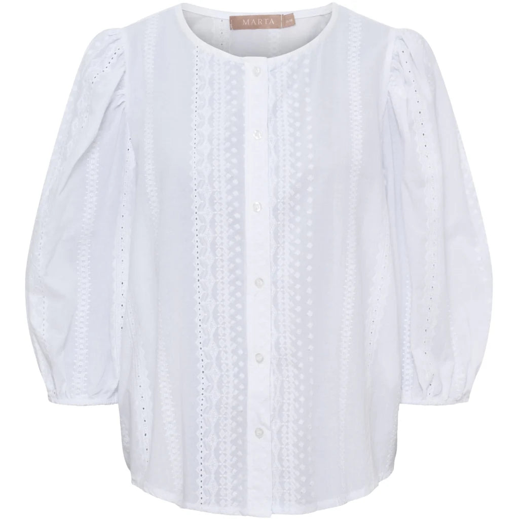 Valessia Embroidered Blouse – White | Women's Luxury Cotton Top