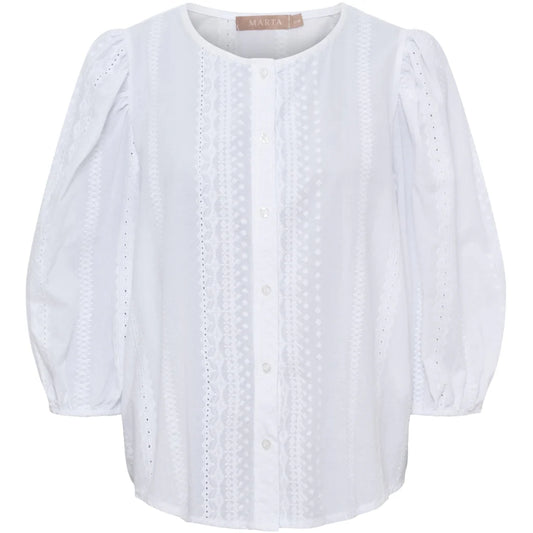 Valessia Embroidered Blouse – White | Women's Luxury Cotton Top