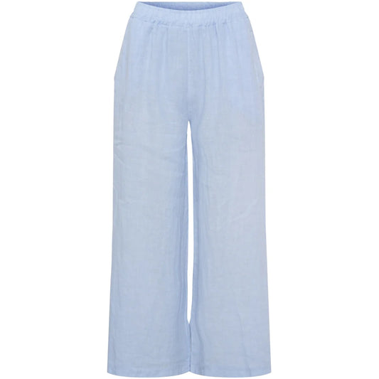 Sky Blue Linen Trousers with Pockets by Marta Du Château