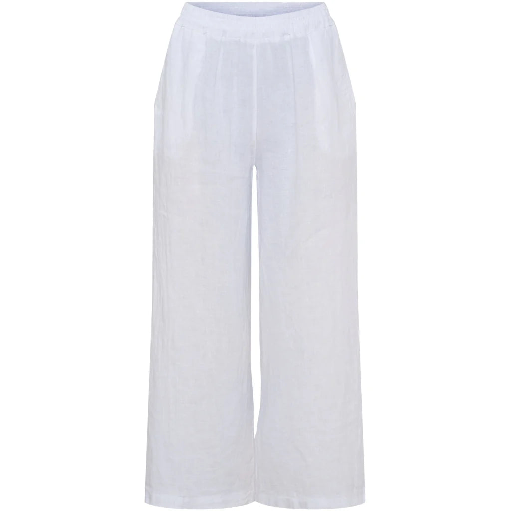 White Linen Trousers with Pockets