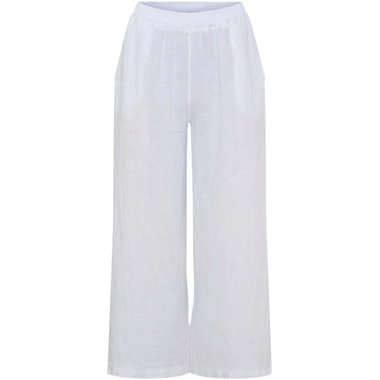 White Linen Trousers with Pockets