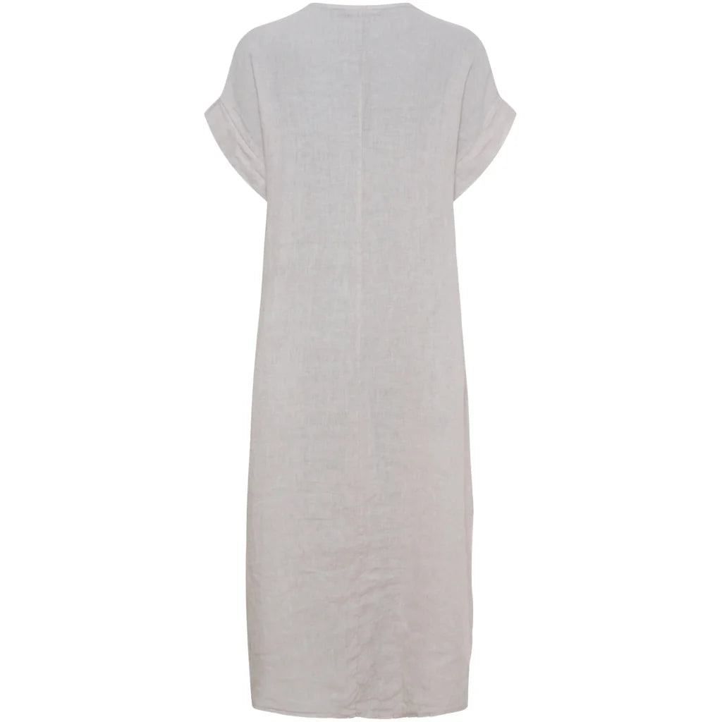 Latte Linen V-Neck Maxi Dress with Pockets by Marta Du Château
