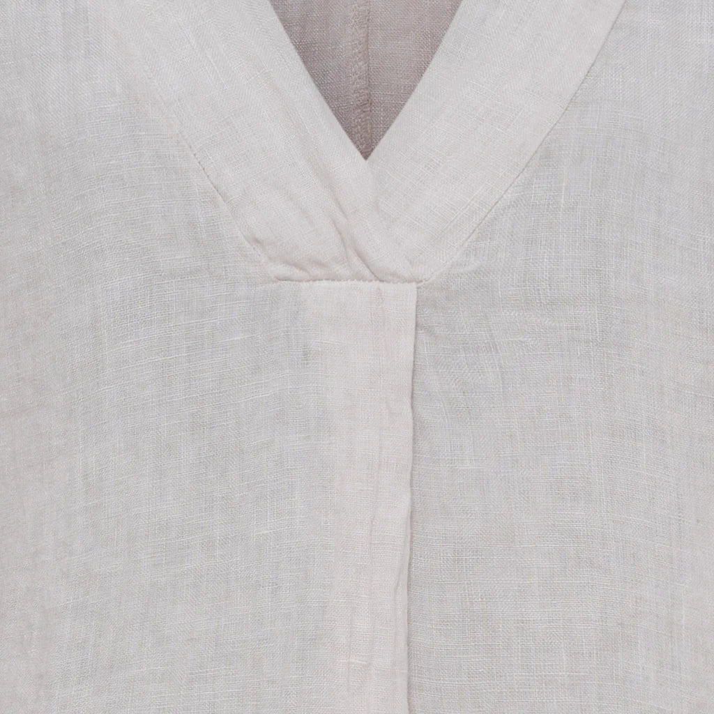 Latte Linen V-Neck Maxi Dress with Pockets by Marta Du Château