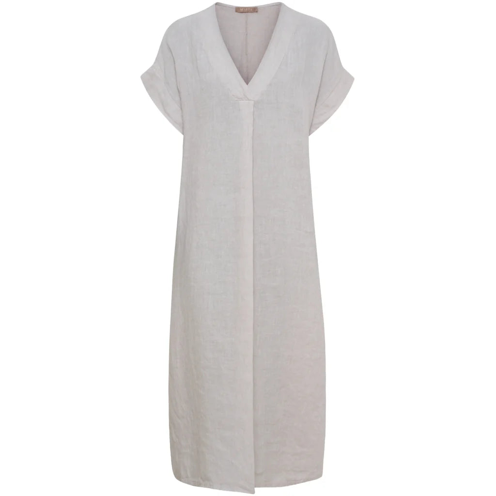 Latte Linen V-Neck Maxi Dress with Pockets by Marta Du Château