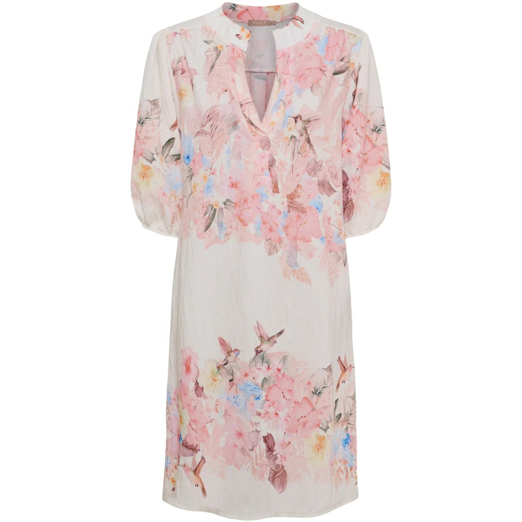 Floral Print Midi Dress – Three-Quarter Sleeve | Women's Luxury Viscose Dress