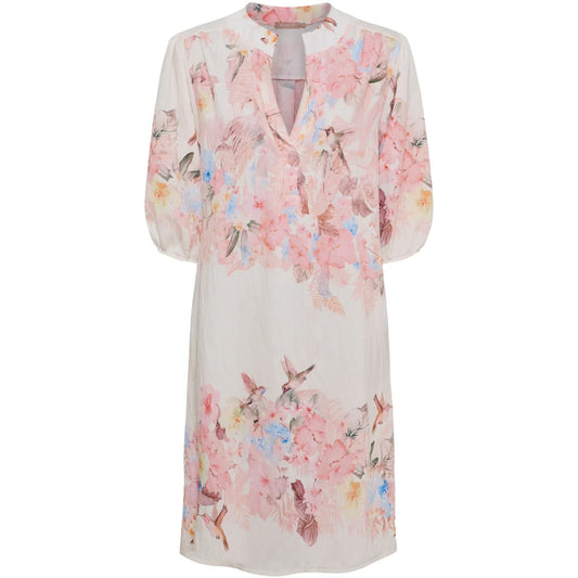 Floral Print Midi Dress – Three-Quarter Sleeve | Women's Luxury Viscose Dress