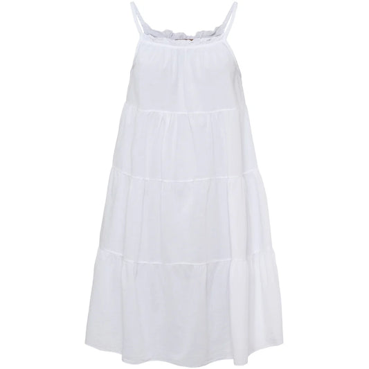 Layered Ruffle Strap Dress – White | Women's Luxury Cotton Dress